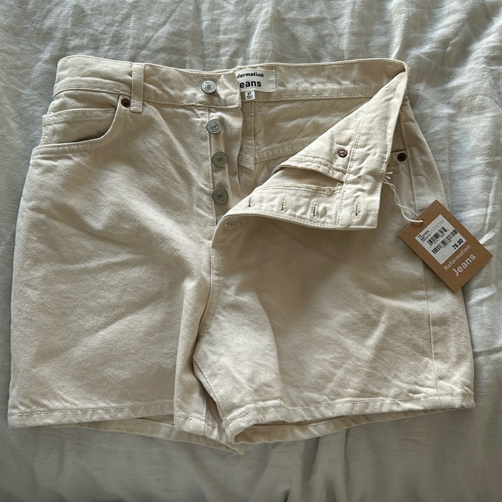 Reformation Amy Button Fly High Rise Jean shorts